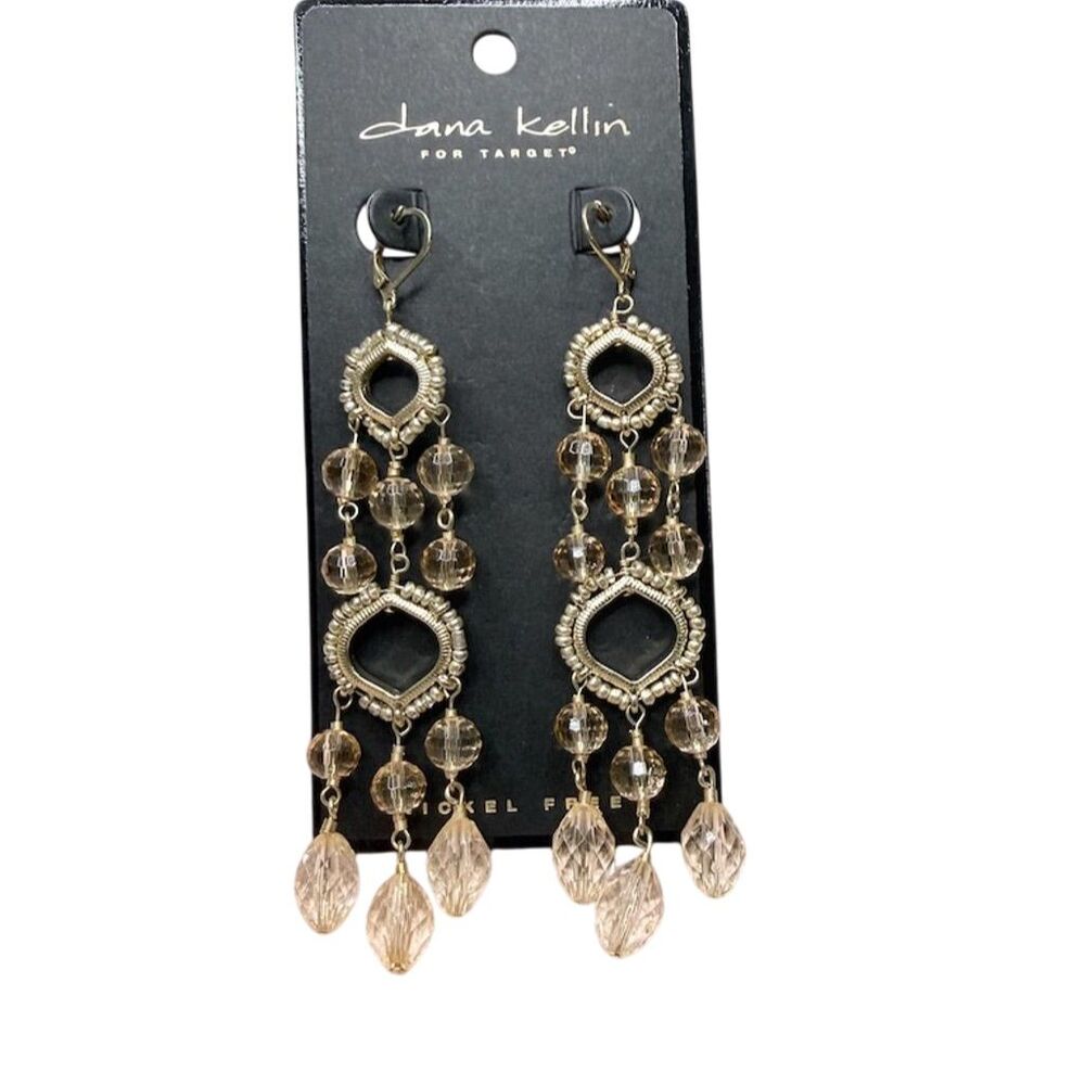 Dana Kellin Gold Tone Chandelier Earrings Formal Party Jewelry